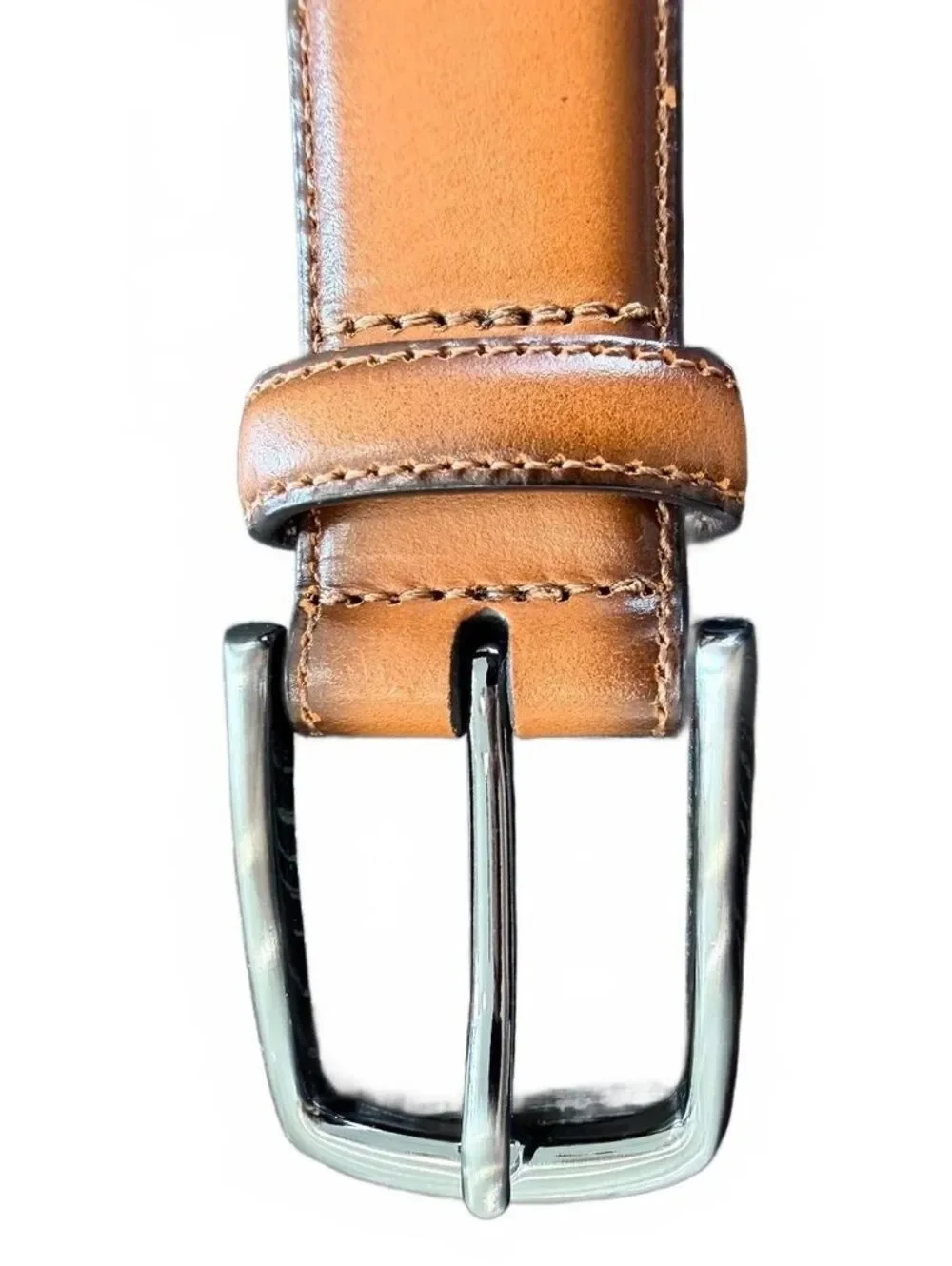 Roundtree & Yourke Brown Leather Belt with Silver Buckle